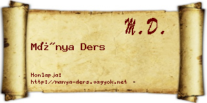 Mánya Ders névjegykártya